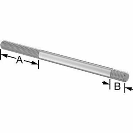 BSC PREFERRED 18-8 Stainless Steel Threaded on Both Ends Stud 3/8-16 Thread Size 2 and 5/8 Thread len 6 Long 92997A374